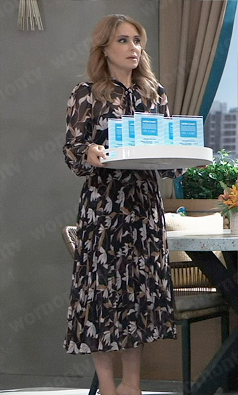 Olivia’s black floral print dress on General Hospital