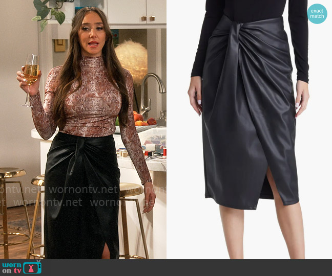 Open Edit Wrap Front Faux Leather Skirt worn by Tinsley (Patty Guggenheim) on iCarly