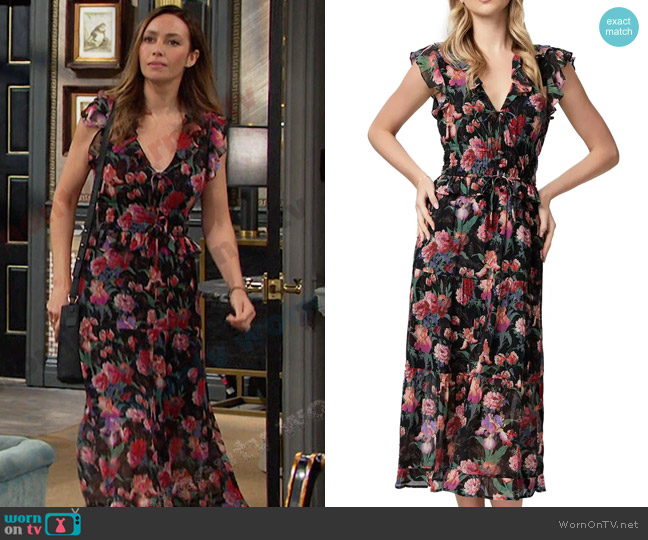 Paige Paradis Ruffle Silk Midi Dress worn by Gwen Rizczech (Emily O'Brien) on Days of our Lives