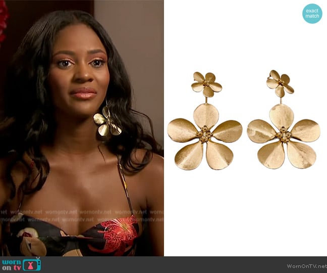 Parravi Jewelry Buttercup Floral Earrings worn by Charity Lawson on The Bachelorette