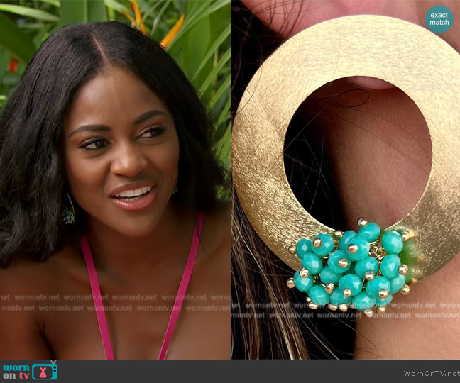 Parravi Jewelry Turquoise Cluster Earrings worn by Charity Lawson on The Bachelorette
