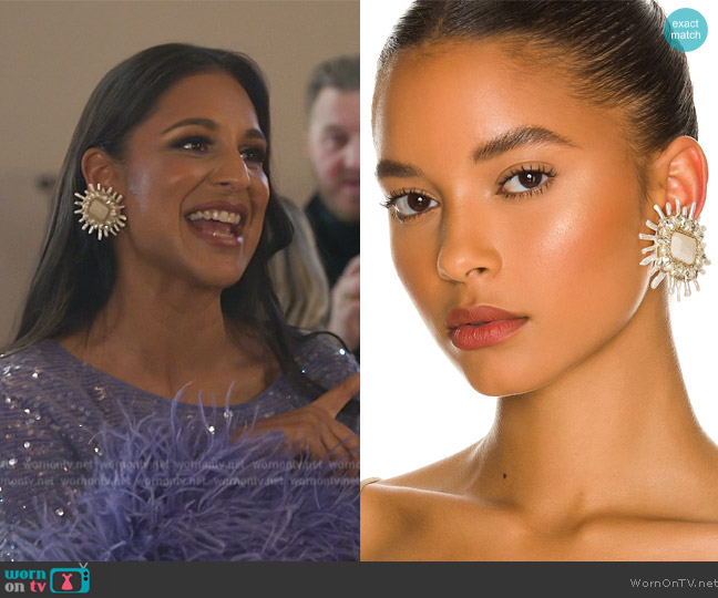 Patbo X Ranjana Khan Glass Bead & Pearl Earrings worn by Jessel Taank on The Real Housewives of New York City