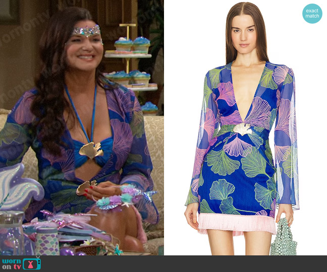 PatBO Ocean Leaf Plunge Mini Dress worn by Katie Logan (Heather Tom) on The Bold and the Beautiful