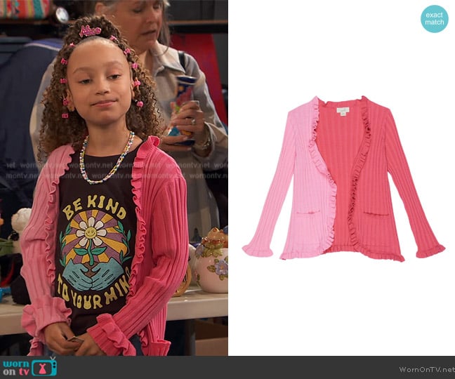 Peek Two-Tone Cardigan worn by Alice Baxter (Mykal-Michelle Harris) on Ravens Home