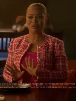 Sloane’s pink tweed jacket on Grown-ish