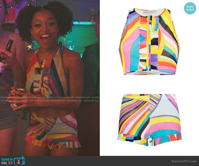 Pucci Iride-Print Racerback Cropped Top worn by Nicole (Summer Madison) on The Summer I Turned Pretty