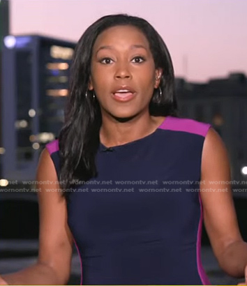 Rachel’s navy and pink colorblock dress on Good Morning America