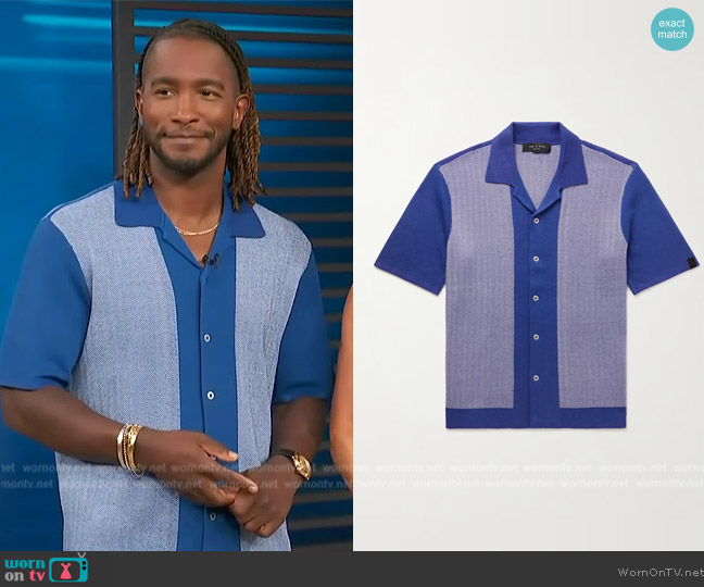 Rag and Bone Avery Herringbone Snap Front Shirt worn by Scott Evans on Access Hollywood