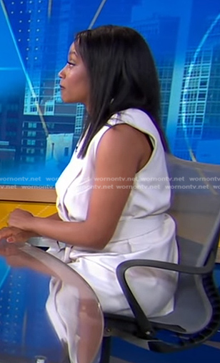 Rachel’s white belted vest on Good Morning America