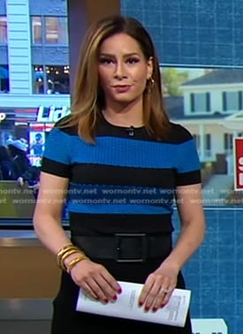 Rebecca’s black and blue striped top on Good Morning America