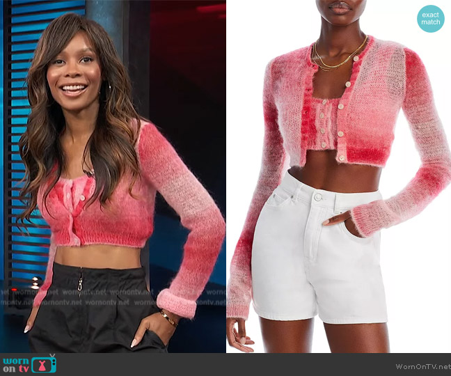 Re/Done Button Front Sweater Crop Top worn by Zuri Hall on Access Hollywood