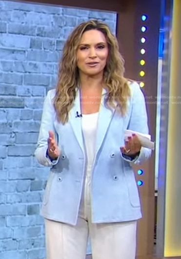 Rhiannon’s blue double breasted blazer on Good Morning America