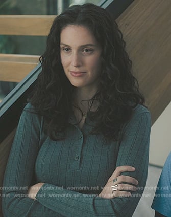 Rian’s gray ribbed sweater on Billions