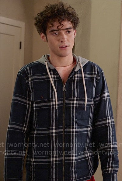 Ricky’s plaid zip up hooded shirt on High School Musical The Musical The Series