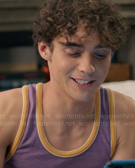 Ricky’s purple tank top with yellow trim on High School Musical The Musical The Series