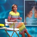 Robin’s multicolor ribbed dress and orange strappy sandals on Good Morning America