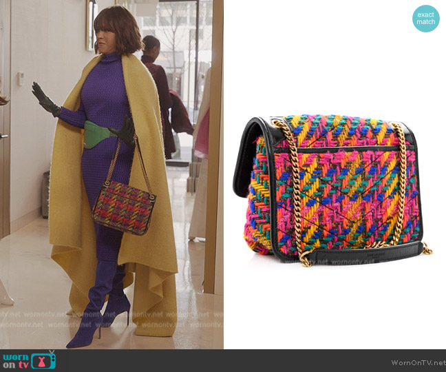 Saint Laurent Tweed Calfskin Matelasse Monogram Niki Chain Satchel Multicolor worn by Lisa Todd Wexley (Nicole Ari Parker) on And Just Like That