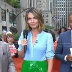 Savannah’s blue puff sleeve top and green sequin skirt on Today