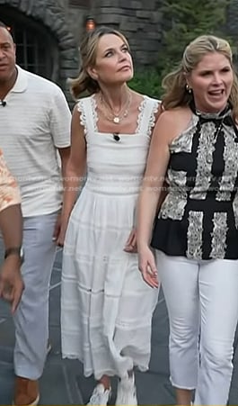 Savannah’s white lace stripe dress on Today