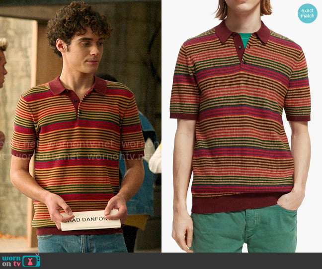 Scotch & Soda Structured Knit Organic Cotton Polo worn by Ricky (Joshua Bassett) on High School Musical The Musical The Series
