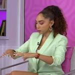 Shan Boodram’s mint green blazer and shorts on Today