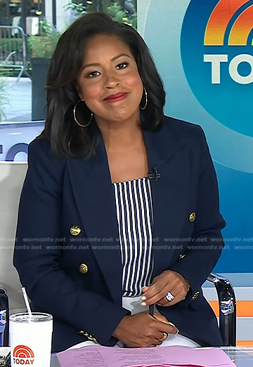 Sheinelle’s navy blazer with gold buttons on Today