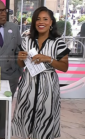 Sheinelle’s white zebra stripe dress on Today
