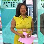 Sheinelle’s yellow sleeveless pleated dress on Today