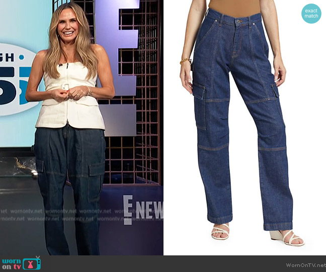 Simkhai Axelle Denim Cargo Pants worn by Keltie Knight on E! News