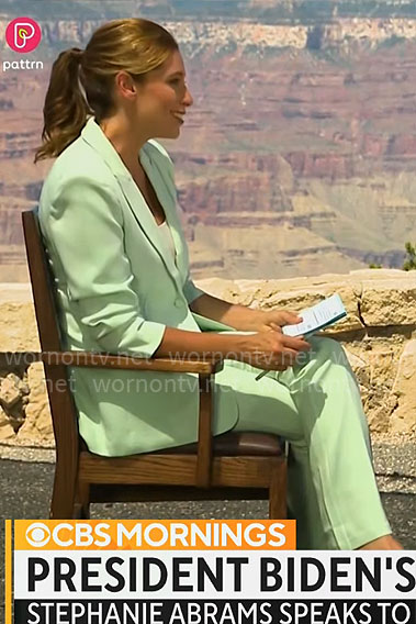 Stephanie Abrams’ mint green suit on CBS Mornings