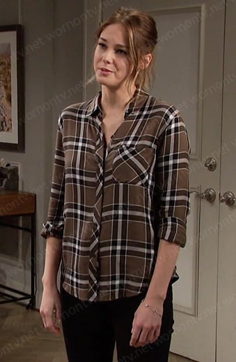 Stephanie’s brown plaid shirt on Days of our Lives