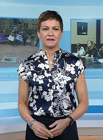 Stephanie’s navy floral print top on Today