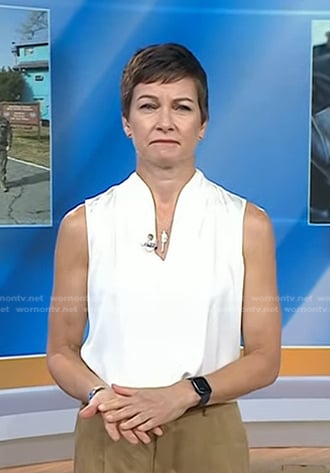 Stephanie’s white sleeveless top on Today