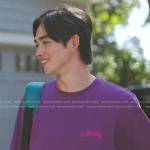 Steve’s purple print long sleeve tee on The Summer I Turned Pretty