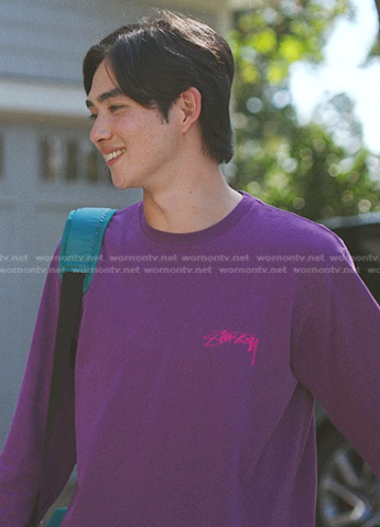Steve’s purple print long sleeve tee on The Summer I Turned Pretty