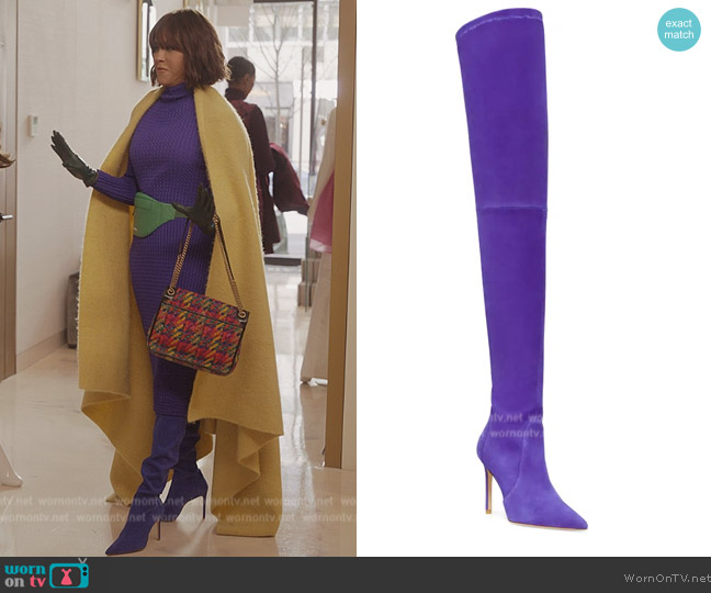 Stuart Weitzman Ultrastuart 100 Stretch Pointed Toe Over the Knee Boot worn by Lisa Todd Wexley (Nicole Ari Parker) on And Just Like That