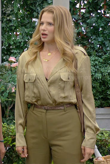 Summer’s green button down blouse on The Young and the Restless
