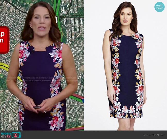 Tahari ASL Illusion Floral Print Scuba Dress worn by Heather O’Rourke on Good Morning America