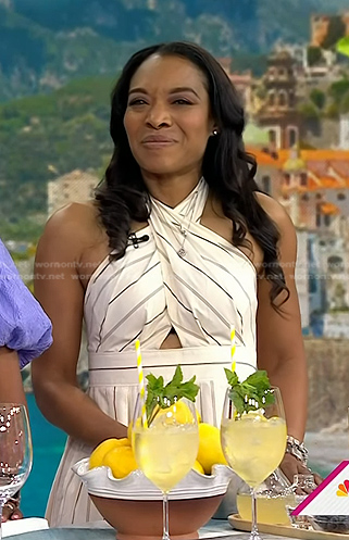 Taia Rashid’s white striped halter dress on Today