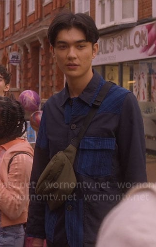 Tao’s blue patchwork jacket on Heartstopper