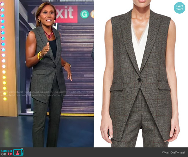 Theory Flavio Torrey Check Vest worn by Robin Roberts on Good Morning America