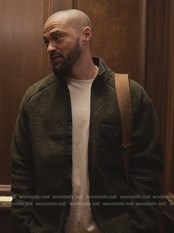 Tobert’s green sherpa jacket on Only Murders in the Building
