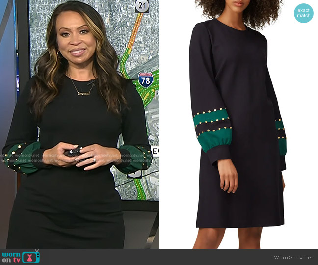 Tory Burch Grommet Sleeve Ponte Dress worn by Adelle Caballero on Today
