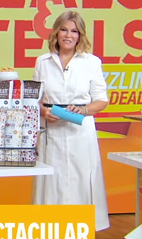 Tory’s white short sleeve shirtdress on Good Morning America
