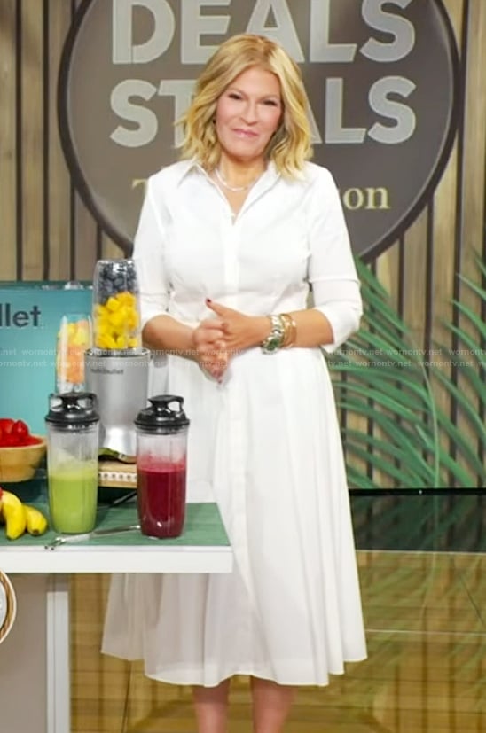 Tory’s white short sleeve shirtdress on Good Morning America