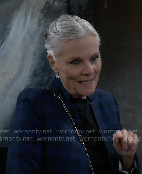 Tracy’s blue checked blazer on General Hospital