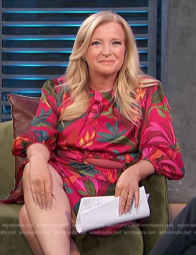 Alison Triessl’s pink floral print dress on Access Hollywood