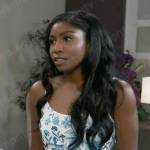 Trina’s blue floral dress on General Hospital
