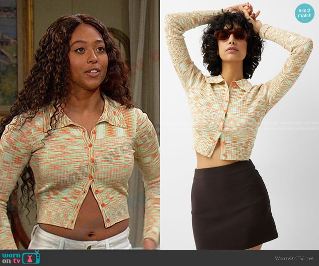 Twik Space-Dye Polo Sweater worn by Talia Hunter (Aketra Sevellian) on Days of our Lives