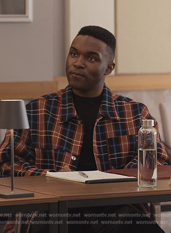 Ty’s plaid jacket on Only Murders in the Building